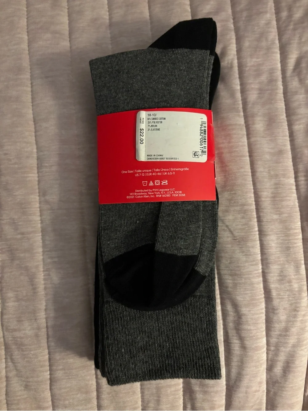 Calvin Klein Men's 3-Pack Crew Socks in Black & Gray Plaid
